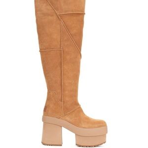 Tan Platform Knee-High Boots